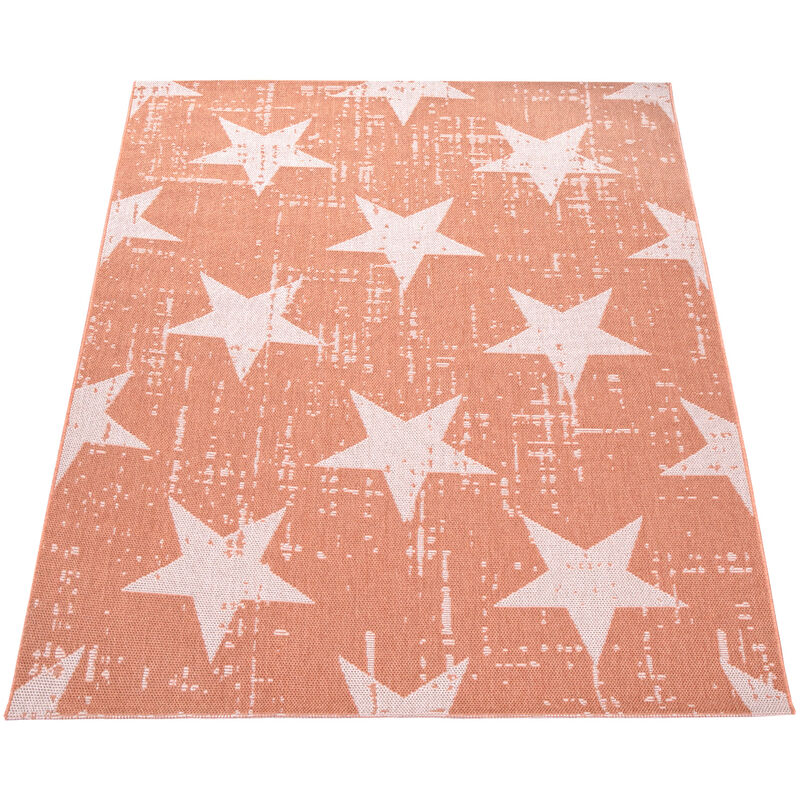 Alfombra Exterior Interior Balcón Cocina Vintage Motivo Estrellas Naranja Crema 120x160 cm - Paco Home barato