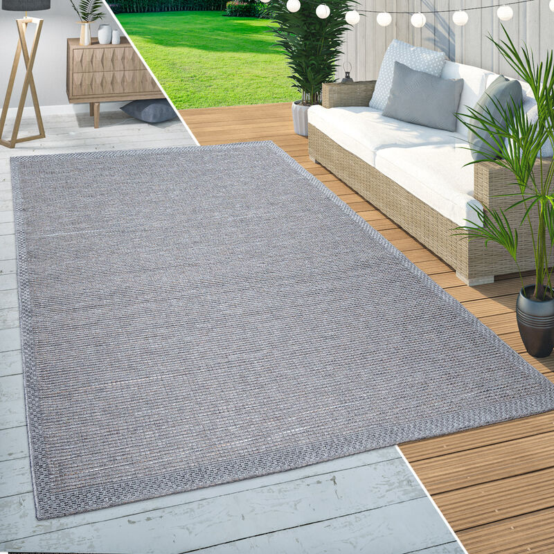 Alfombra Exterior Interior Balcón Terraza Cocina Moderno Diseño Ribetes Beige ø 160 cm redon - Paco Home barato