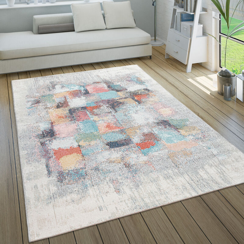 Alfombra Exterior Interior Terraza Cocina Vintage Pastel Motivos Abstractos 80x150 cm