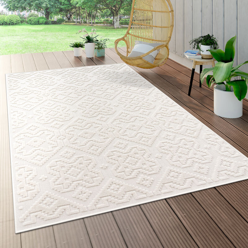 Alfombra Interior Exterior Terraza Balcón Intemperie Motivo Geométrico Moderno 80x250 cm