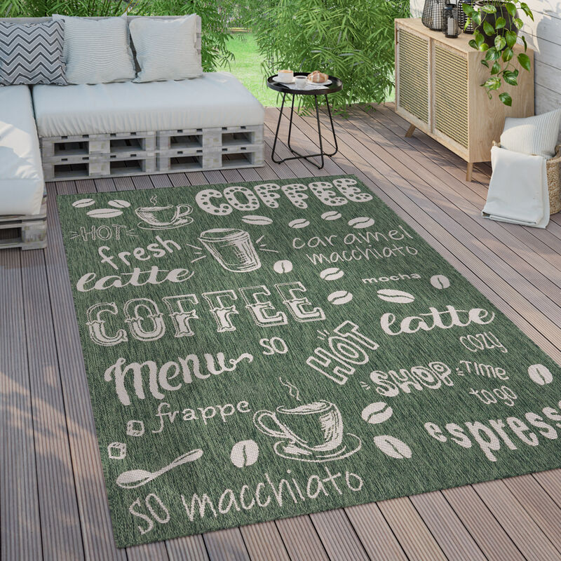 Alfombra Interior y Exterior Balcon Terraza Cocina Moderna Letra Verde