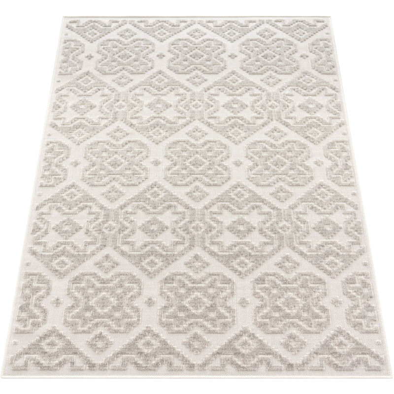 Alfombra Interior y Exterior Balcon Terraza Cocina Nordica Geometrico 3D Crema 160x230 cm - Paco Home barato