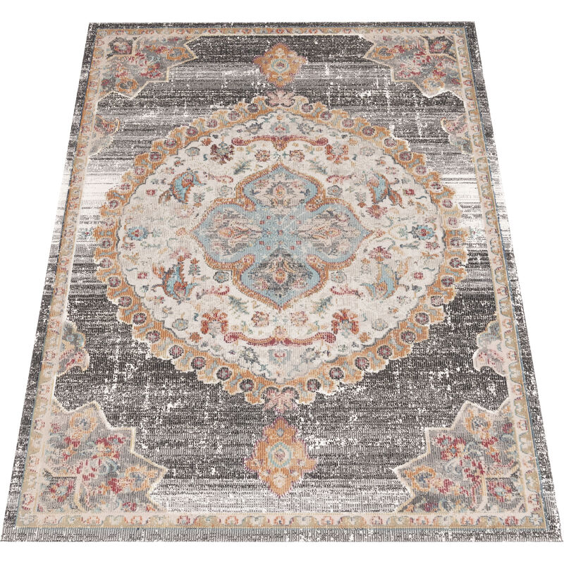 Alfombra Interior y Exterior Balcon Terraza Cocina Oriental Con Ribete Gris 60x100 cm - Paco Home barato