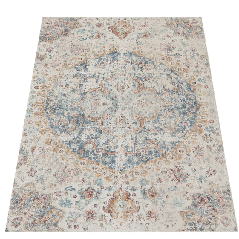 Alfombra Interior y Exterior Balcon Terraza Cocina Oriental Vintage Azul Crema 80x150 cm - Paco Home barato