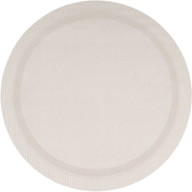 Alfombra Interior y Exterior Redonda Balcon Terraza Cocina Geometrico Moderna Blanco