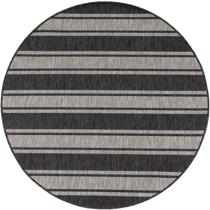 Alfombra Interior y Exterior Redonda Balcon Terraza Cocina Geometrico Moderna Gris