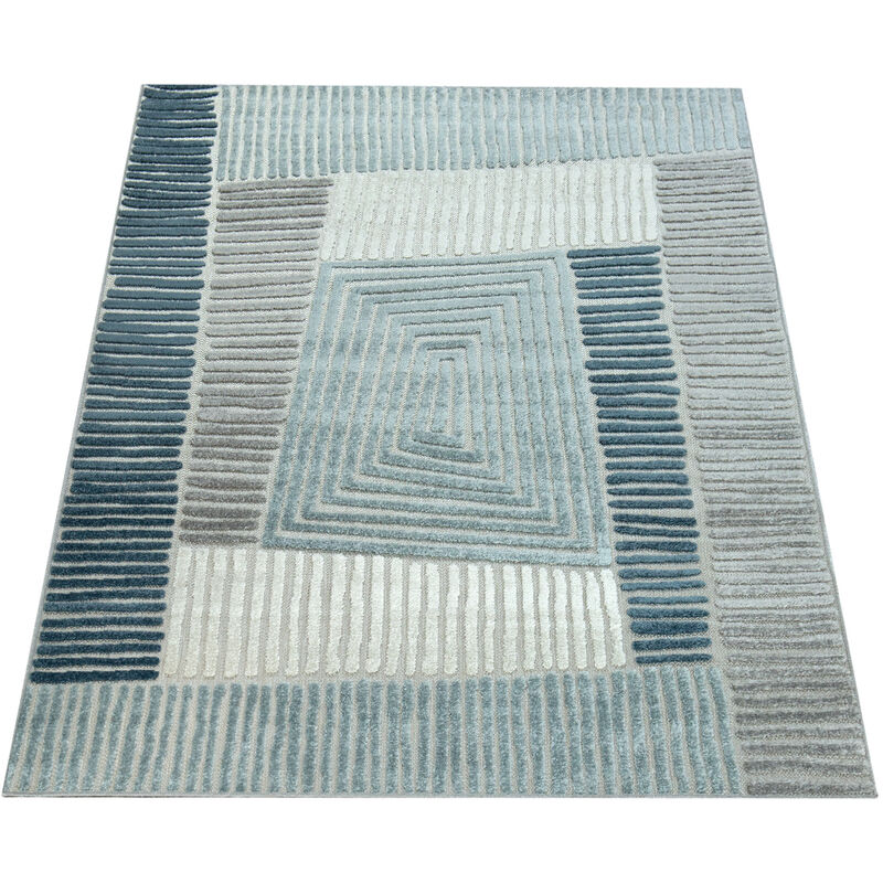 Alfombra Interior/Exterior Geometría Turquesa Gris 60x100 cm - Paco Home barato