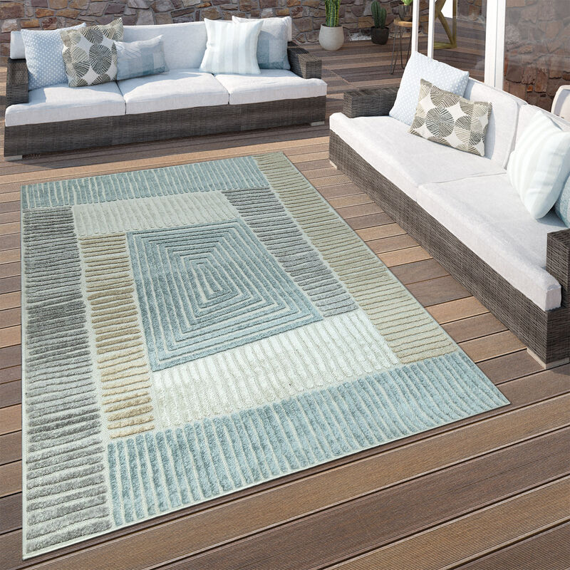 Alfombra Interior/Exterior Geométrica Beige Gris ø 200 cm redon - Paco Home barato