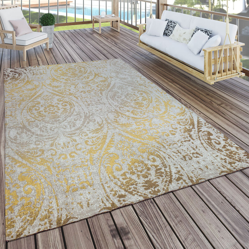 Alfombra Interior/Exterior Oriental Amarillo Crema ø 160 cm redondo - Paco Home barato