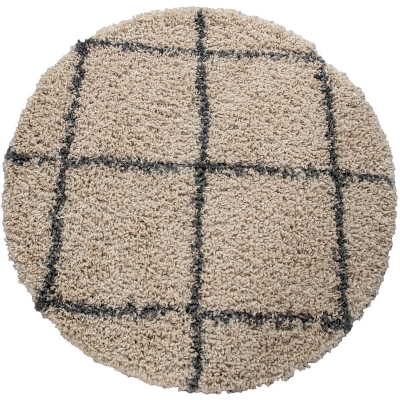 Alfombra Pelo Largo Redonda Salón Moderna Shaggy Escandinava Rombos ø 120 cm redon
