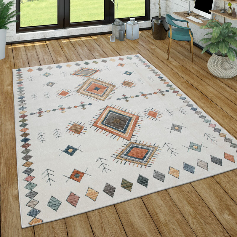 Alfombra Sala de estar Pila corta Patrón geométrico Skandi Boho Estilo moderno 120x170 cm