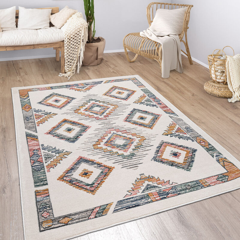 Alfombra Sala de estar Pila corta Patrón geométrico Skandi Boho Estilo moderno 120x170 cm