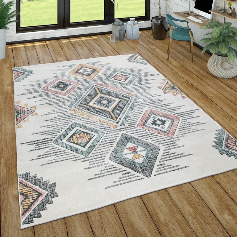 Alfombra Sala de estar Pila corta Patrón geométrico Skandi Boho Estilo moderno 160x230 cm