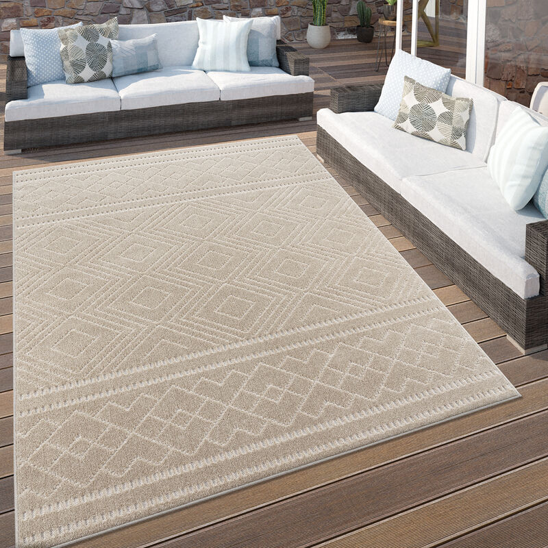 Alfombra Salon Cocina Terraza Nordica Boho Chic Dibujo Geometrico Beige ø 160 cm redon - Paco Home barato