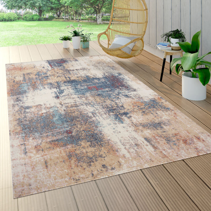 Alfombra Salon De Habitacion Cocina Exterior Jardin Abstract Vintage Beige Azul ø 160 cm redon - Paco Home barato