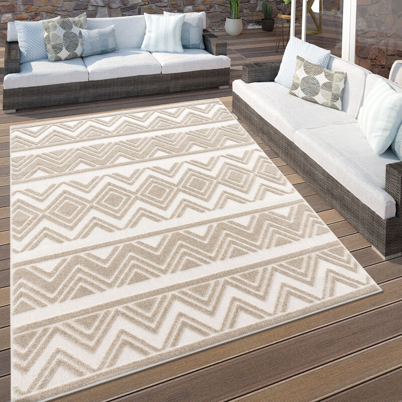 Alfombra Salon De Habitacion Cocina Exterior Jardin Boho 3D Nordica Beige ø 120 cm redon - Paco Home barato