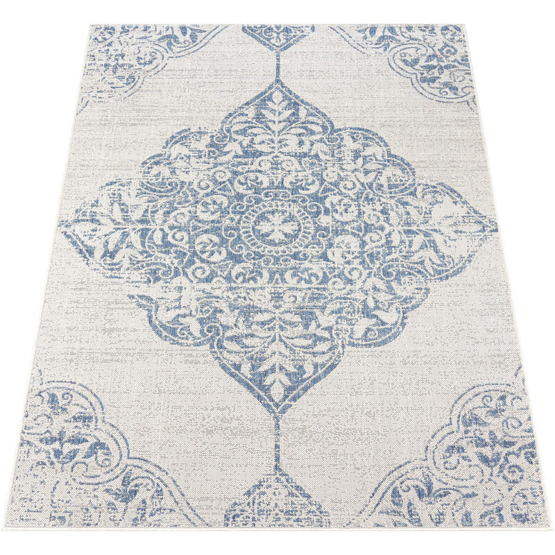 Alfombra Salon De Habitacion Cocina Exterior Terraza Oriental Ornament Azul 120x170 cm - Paco Home barato