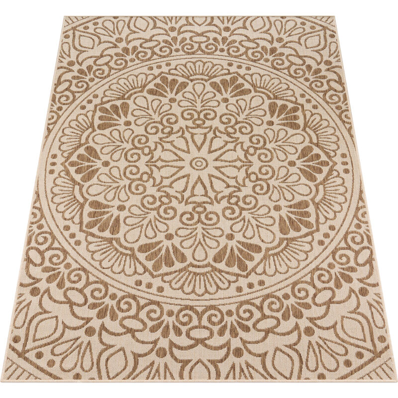 Alfombra Salon De Habitacion Exterior Oriental Mandala Motivo Floral Beige 80x200 cm - Paco Home barato