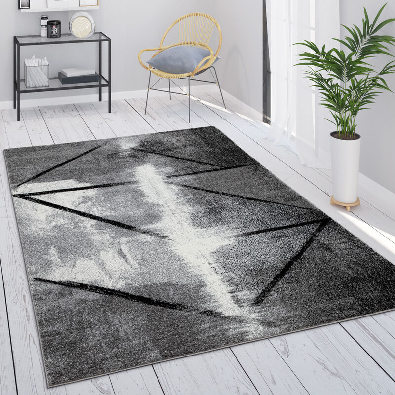 Alfombra Salón Gris Vintage Pelo Corto Motivo Geométrico Abstracto 200x290 cm