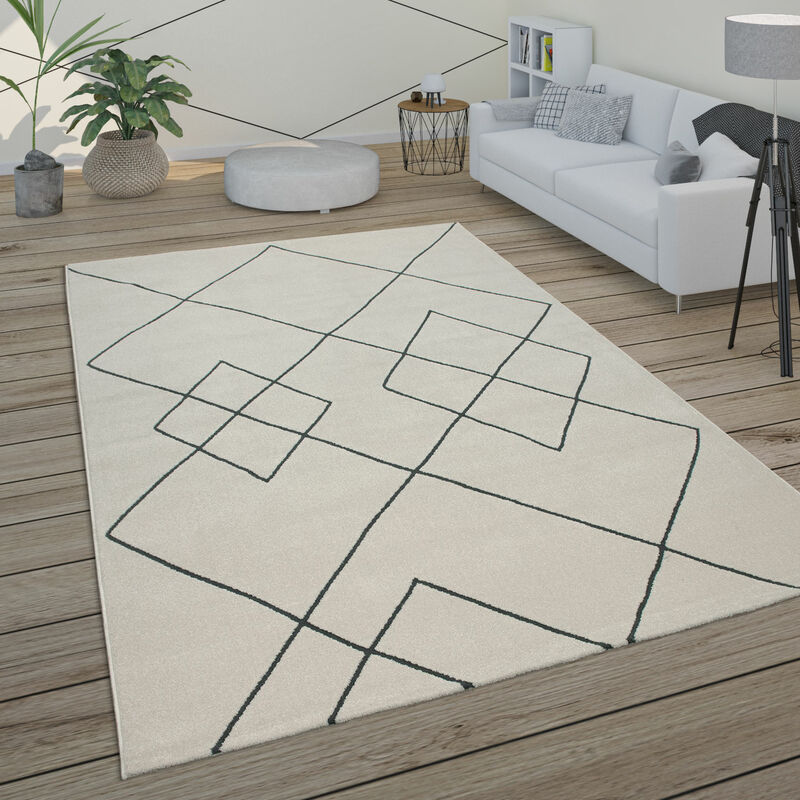 Alfombra Salón Motivo Escandinavo Rombos Moderno Blanco Varios Diseños y Tamaños 120x170 cm