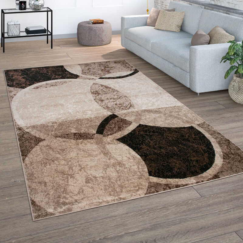 Alfombra Salón Pelo Corto Vintage Motivo Geométrico Moderno Marrón Beige 160x220 cm