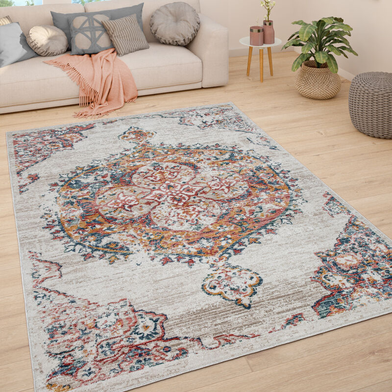 Alfombra Salón Pelo Corto Vintage Pastel Motivo Moderno Oriental 60x100 cm
