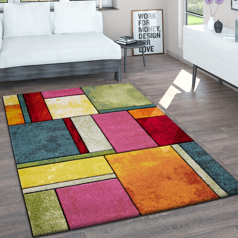 Alfombra Salón Pelo Corto Vintage Perfil Contorneado a Mano Efecto 3D Jaspeado 240x330 cm