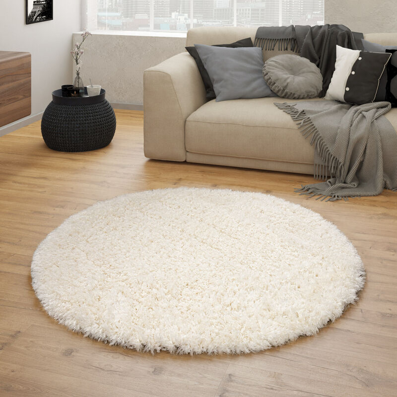 Alfombra Salón Pelo Largo Shaggy Pelo Largo Moderna Monocolor Blanco