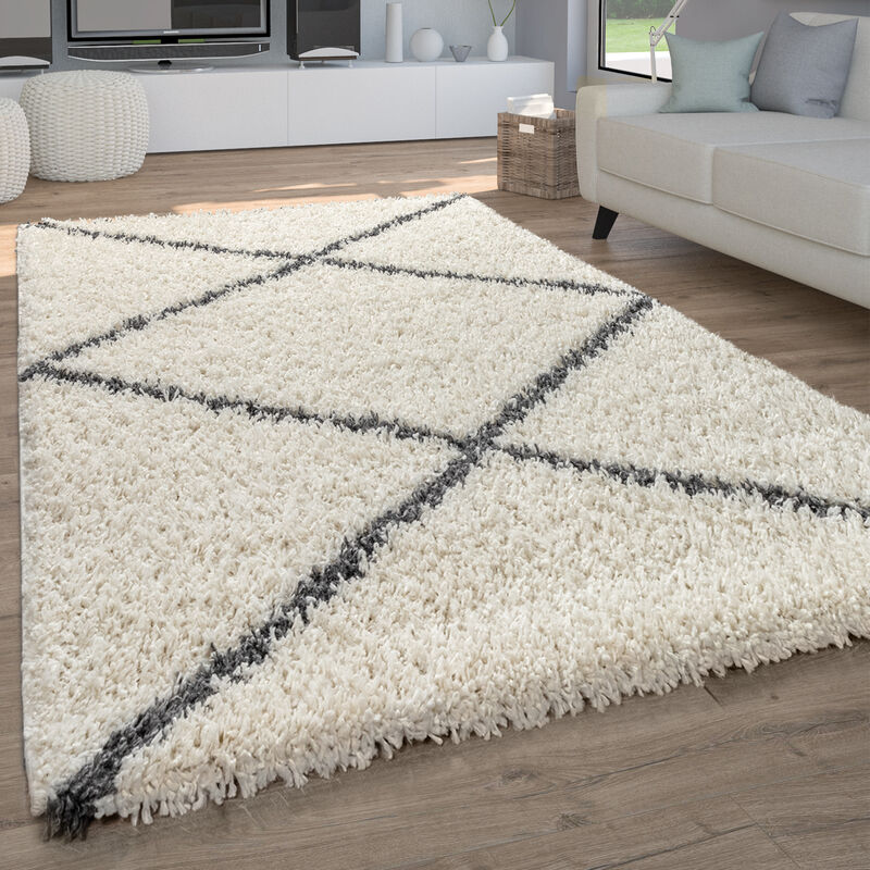 Alfombra Salón Pelo Largo Shaggy Pelo Largo a Rombos Escandinava 120x170 cm