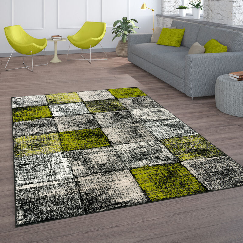 Alfombra Salón Vintage Pelo Corto Estampado Marroquí Rombos Turquesa Marrón 160x220 cm