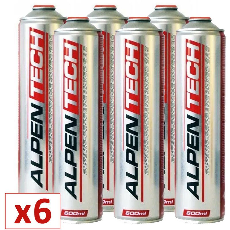 Paquete de 6 cartuchos de gas 330g Mezcla de butano y propano 600ml Alpentech Válvula de bombona universal 7/16 barato