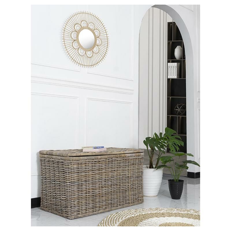 Arcón de kubu TIMGAD - Ancho 100 x Prof. 55 x Alt. 55 cm - Gris natural - Gris barato