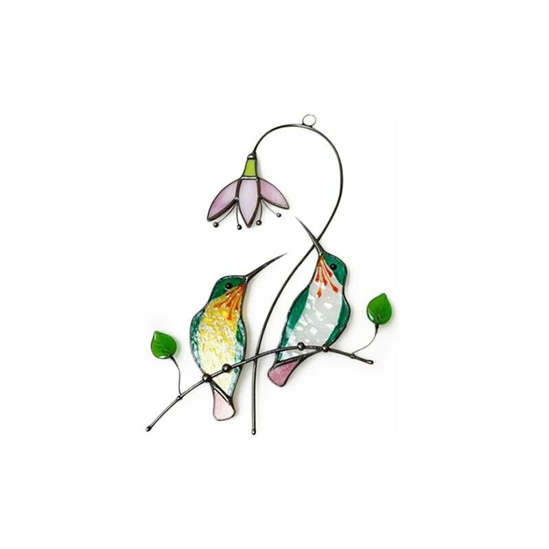 BSR - Decoración para colgar en la ventana - Pájaros azules de vidrieras - Atrapa la decoración de la ventana del sol barato