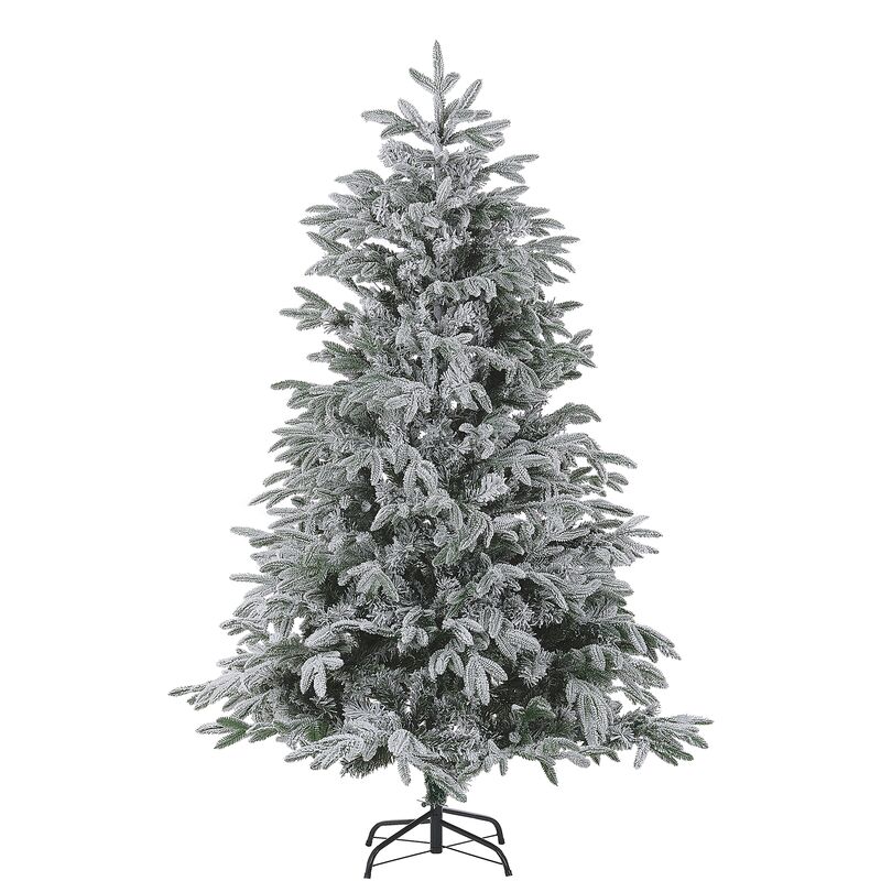 Beliani - rbol de Navidad artificial base de metal de pvc blanco 180 cm estilo escandinavo efecto nieve Bassie - Blanco barato