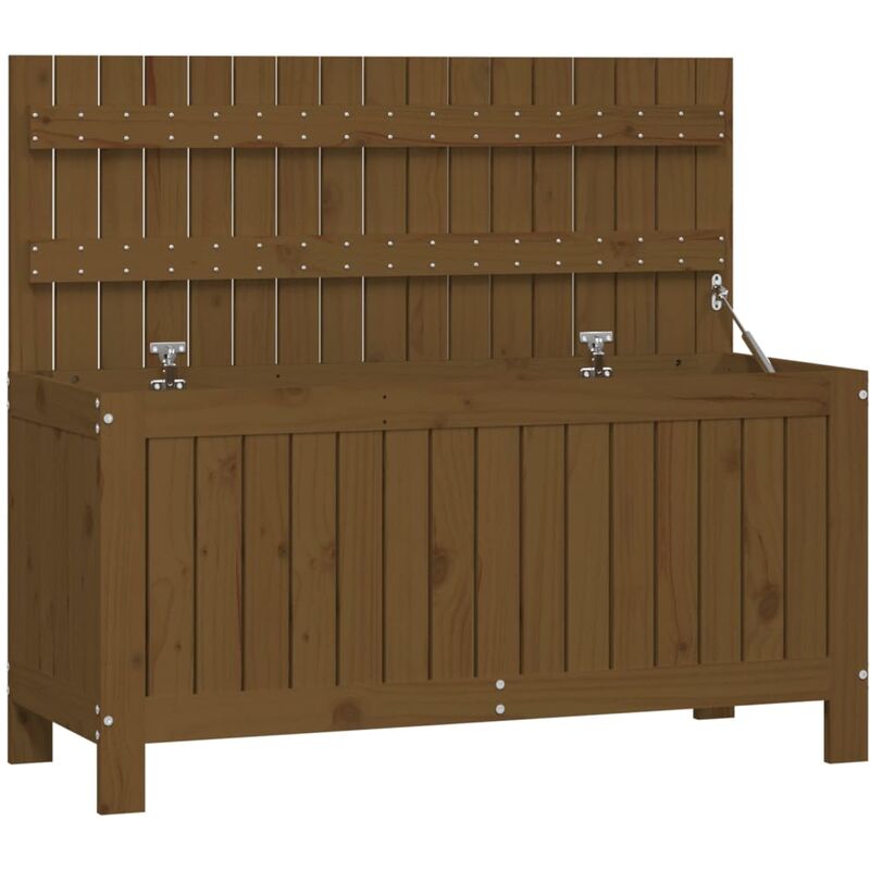 Caja de almacenaje jardín madera pino marrón miel 108x42