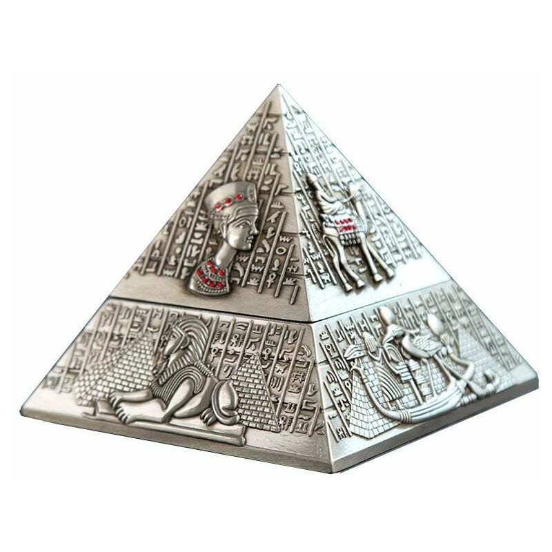 Cenicero Pirámide Retro de Metal con Tapa Cortavientos
