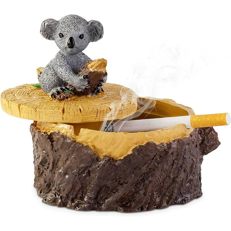 Cenicero de cigarrillos con tapa Lindo soporte de cenicero de animales vivos del bosque para interiores y exteriores-Koala barato