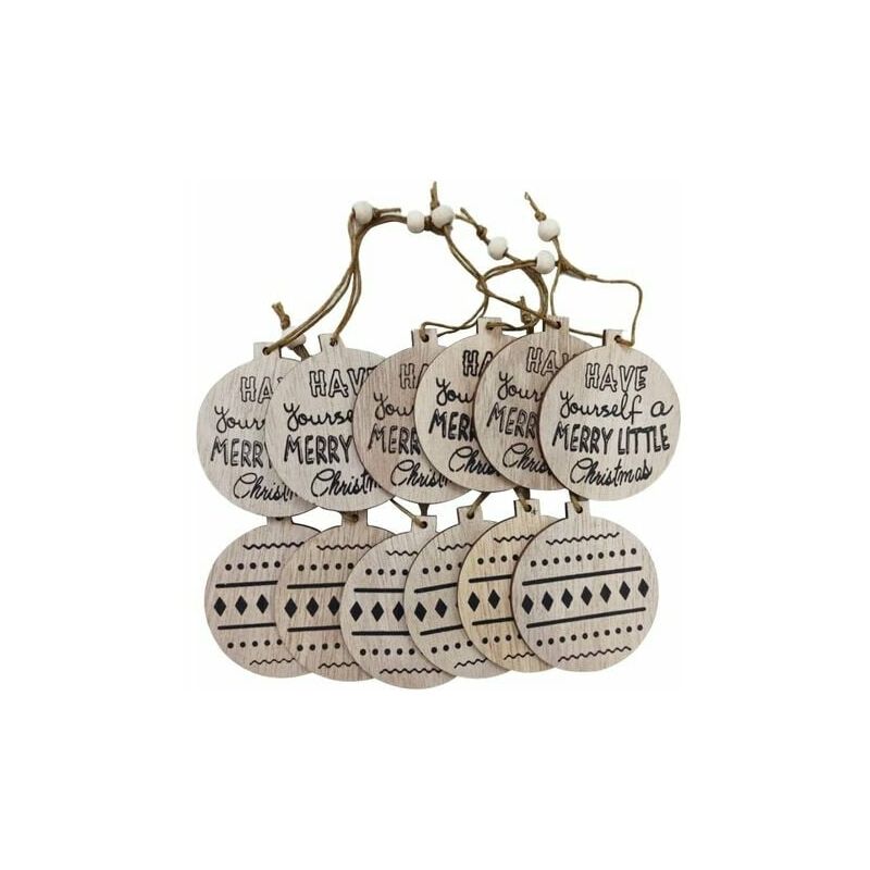 KJVXAP Paquete de 12 Adornos de árbol de Navidad de madera Etiquetas navideñas Decoraciones para Navidad (Adornos navideños) LMLY barato
