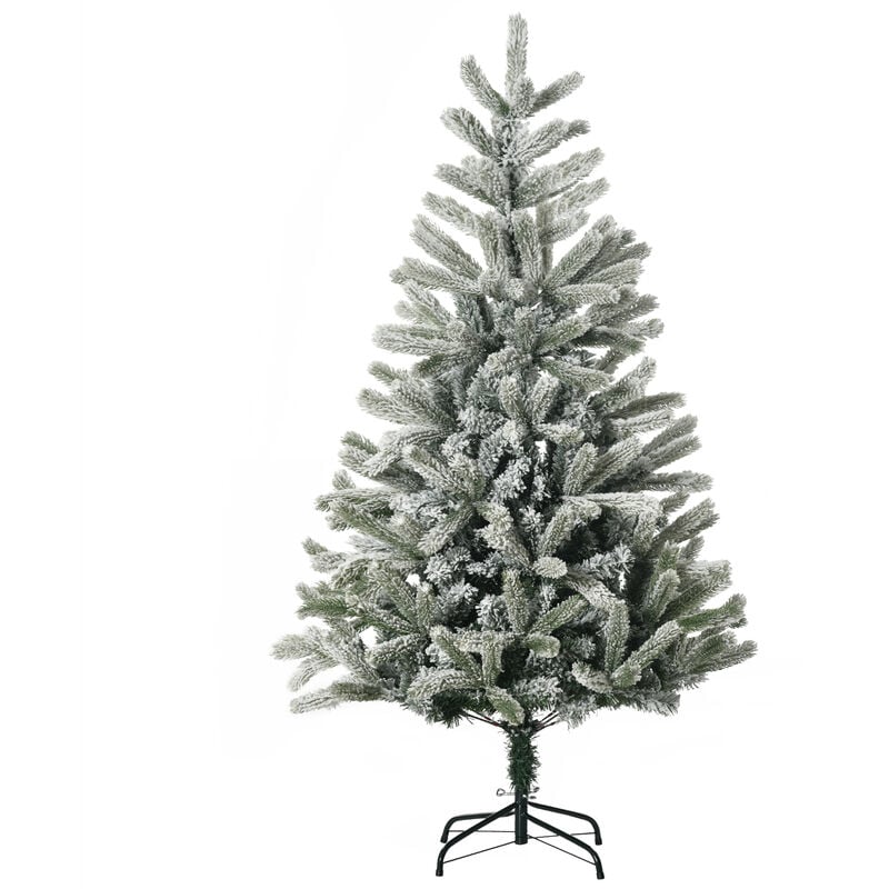 Rbol de Navidad Nevado Artificial 150 cm con 521 Ramas pvc y pe Base Plegable y Soporte de Metal Decoración Navideña para Interiores Ø90x150 cm barato