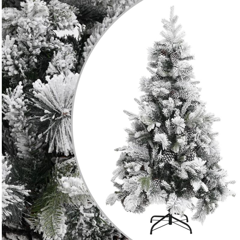 Rbol de Navidad con nieve flocada y piñas pvc y pe 195 cm Vidaxl Verde barato