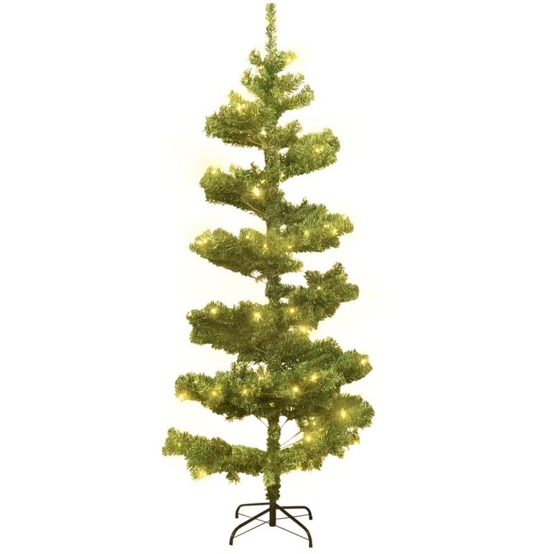 Rbol de Navidad en espiral con soporte y led pvc verde 150 cm Vidaxl Verde barato