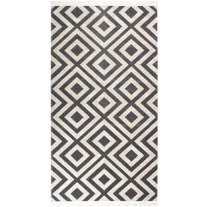 Vidaxl - Alfombra de exterior tejido plano negro y beige claro 80x150 cm Negro barato